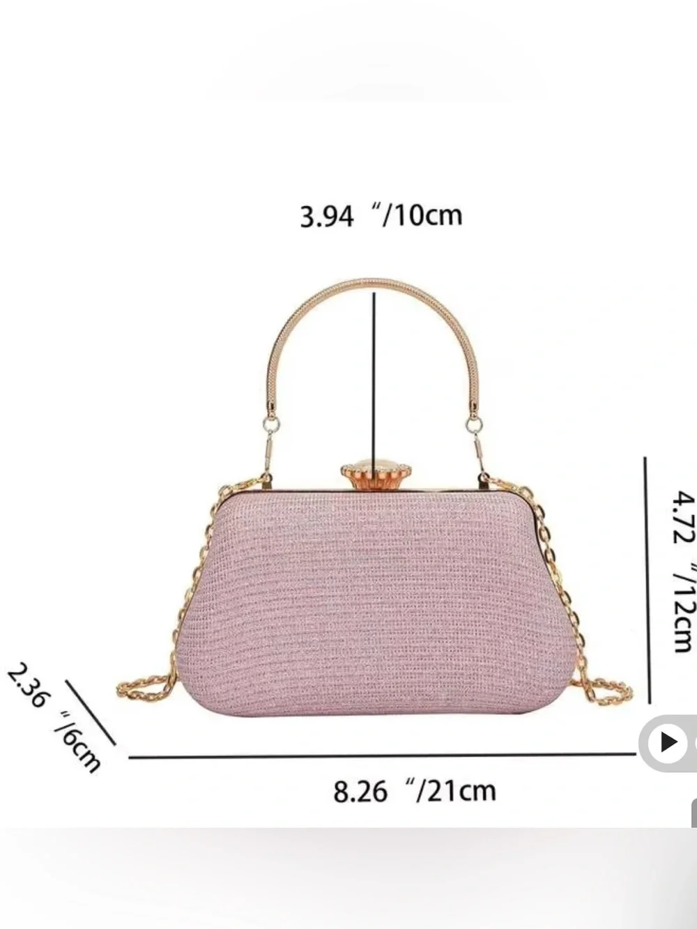 Elegant NWOT Evening Bag - Clutch, shoulder or Crossbody with adorable Keychain